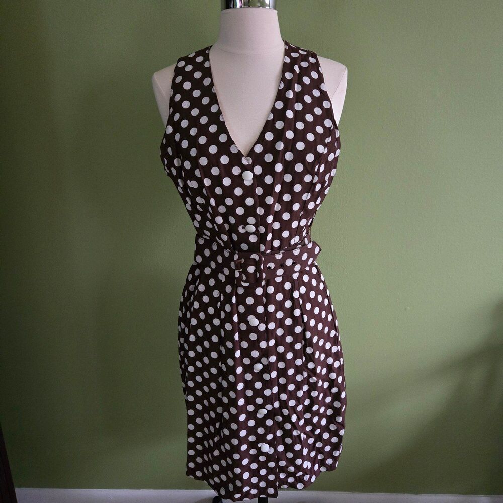 California Cover Browen Polka Dot Dress with Belt Size 9